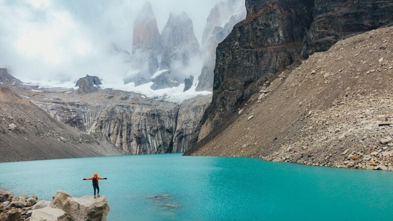 torres del paine, lake, mountains